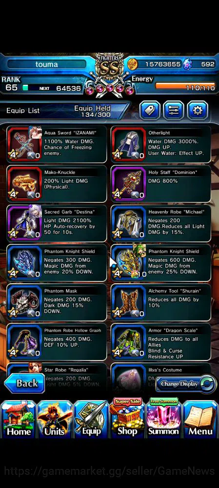 Grand Summoners Accounts Mid-Game Global|Rank 65|11 Ascend|ToumaTW,KirisameTW,WH 10