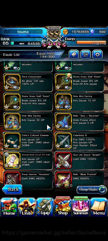 Grand Summoners Accounts Mid-Game Global|Rank 65|11 Ascend|ToumaTW,KirisameTW,WH 12