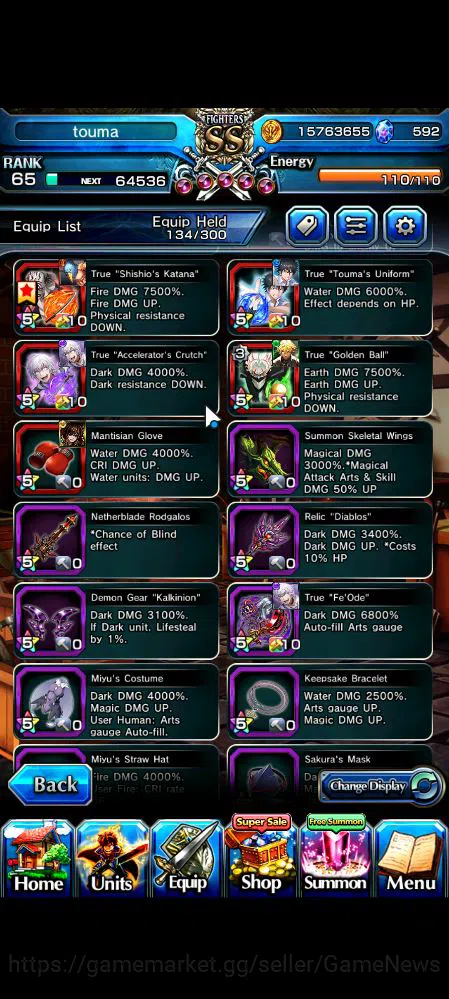 Grand Summoners Accounts Mid-Game Global|Rank 65|11 Ascend|ToumaTW,KirisameTW,WH 14
