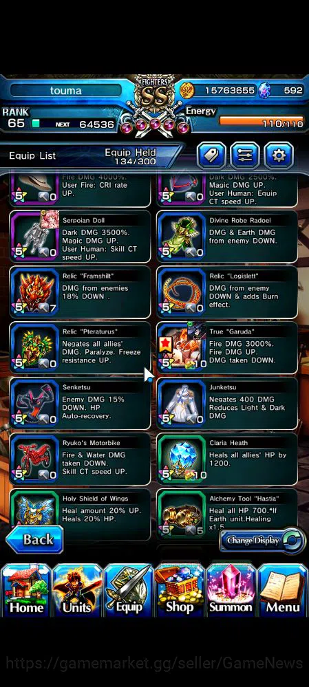 Grand Summoners Accounts Mid-Game Global|Rank 65|11 Ascend|ToumaTW,KirisameTW,WH 15