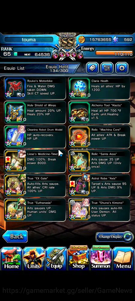 Grand Summoners Accounts Mid-Game Global|Rank 65|11 Ascend|ToumaTW,KirisameTW,WH 16