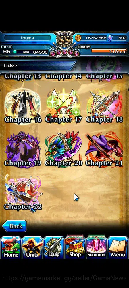 Grand Summoners Accounts Mid-Game Global|Rank 65|11 Ascend|ToumaTW,KirisameTW,WH 19
