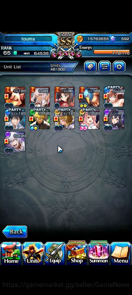 Grand Summoners Accounts Mid-Game Global|Rank 65|11 Ascend|ToumaTW,KirisameTW,WH 3