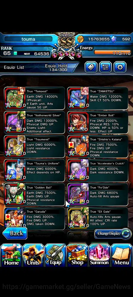 Grand Summoners Accounts Mid-Game Global|Rank 65|11 Ascend|ToumaTW,KirisameTW,WH 4
