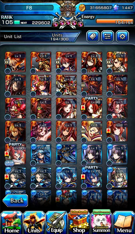 Grand Summoners Accounts Global|Rank 105|1447Crystals|11 Ascend(WH FenTW,DL image 4
