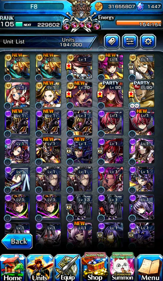 Grand Summoners Accounts Global|Rank 105|1447Crystals|11 Ascend(WH FenTW,DL image 5