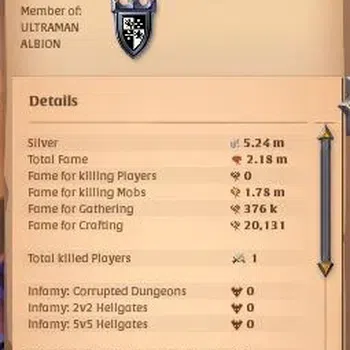 Albion Online Mid-Tier ASIA | 2,18M Total Fame - 5,24M Silver | T8 Ore Mi image 1