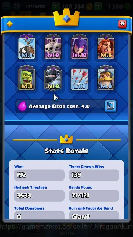 Clash Royale Accounts Lvl 24|Trophy 3533|KTL 9|Limited Skin|Card 71|3 EV image 4