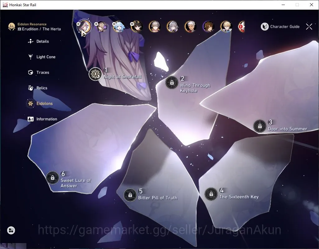 Honkai Star Rail Accounts Mid Game ASIA|TL 63| 4 Limited |The Herta E1+Sign,Cerydra,Dante,Archer|Mc Male|Amphoreus|Take 3