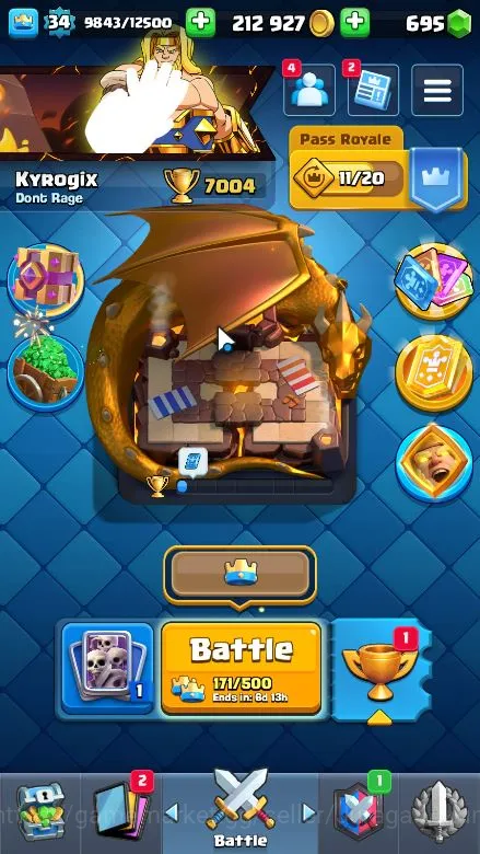 Clash Royale Accounts Lvl 34|Trophy 7004|KTL 12|Limited Skin|Card 119|1 image 1