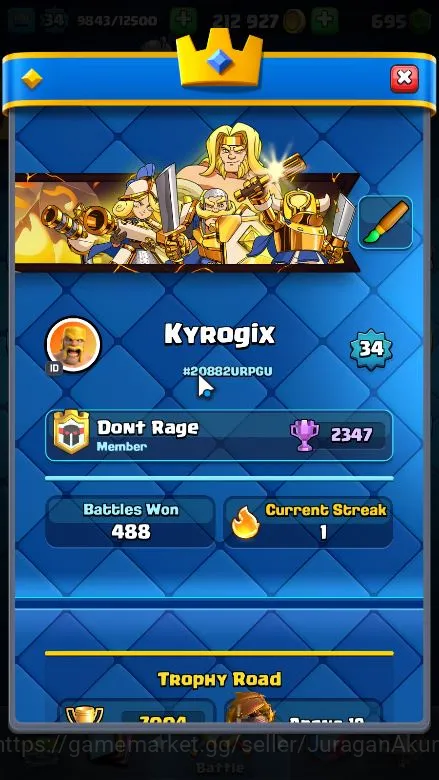 Clash Royale Accounts Lvl 34|Trophy 7004|KTL 12|Limited Skin|Card 119|1 image 4
