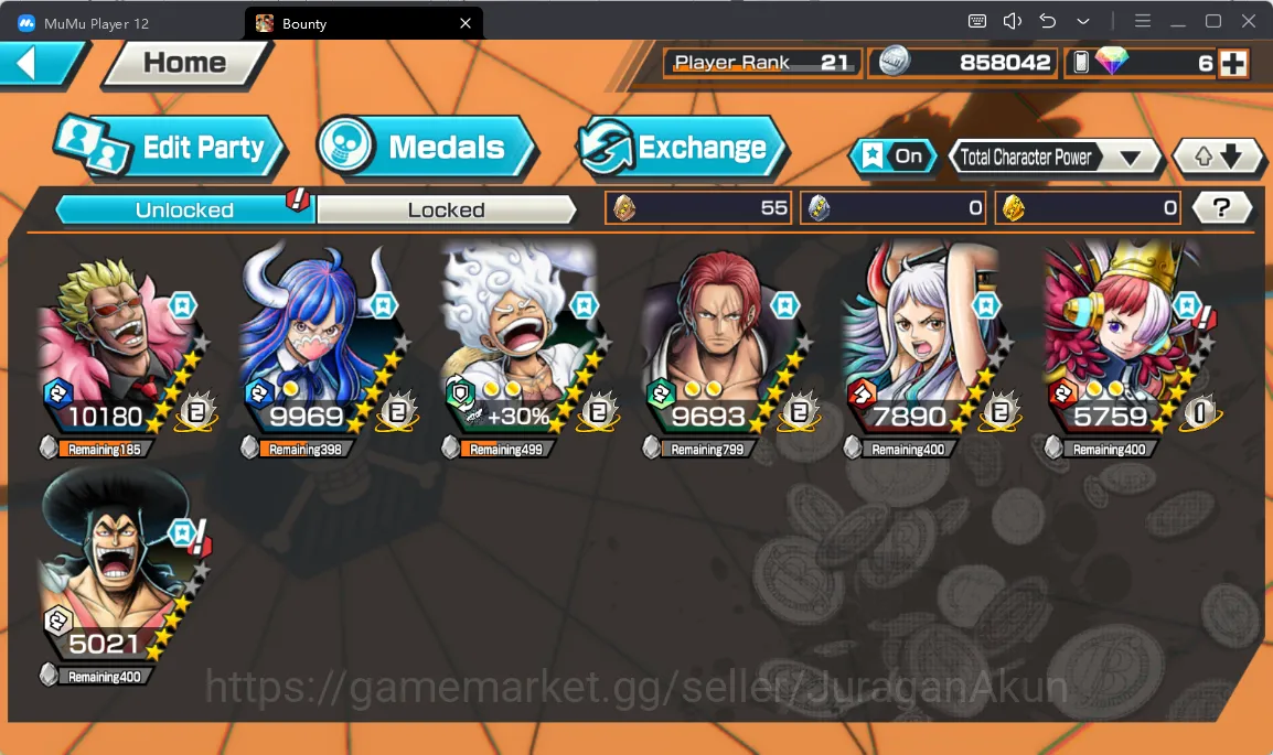 One Piece Bounty Rush Accounts Mid-Tier Meta Extreme Luffy G5, Shanks Red, Uta Red, Yamato, Oden, ETC|Log Bandai|(OPBR769) 2