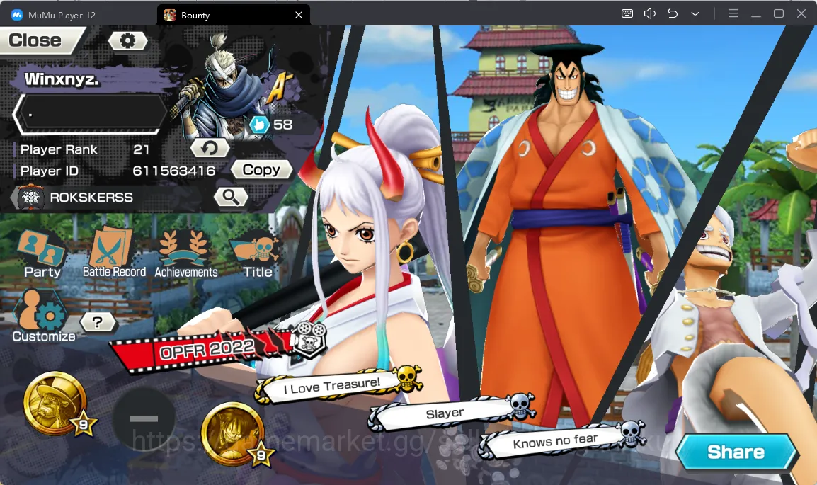 One Piece Bounty Rush Accounts Mid-Tier Meta Extreme Luffy G5, Shanks Red, Uta Red, Yamato, Oden, ETC|Log Bandai|(OPBR769) 4