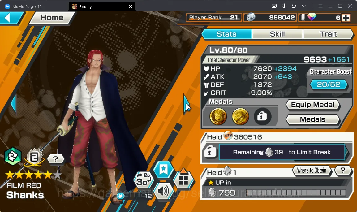 One Piece Bounty Rush Accounts Mid-Tier Meta Extreme Luffy G5, Shanks Red, Uta Red, Yamato, Oden, ETC|Log Bandai|(OPBR769) 5