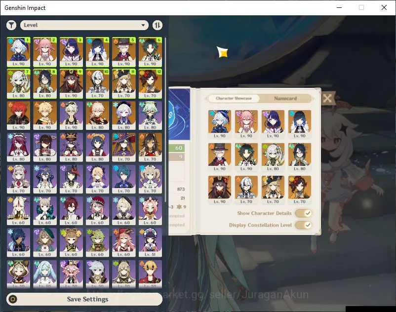 Genshin Impact End Game ASIA|AR 60|13 Limited+9 [5*Weapon]|(Furina,Yelan,R image 1