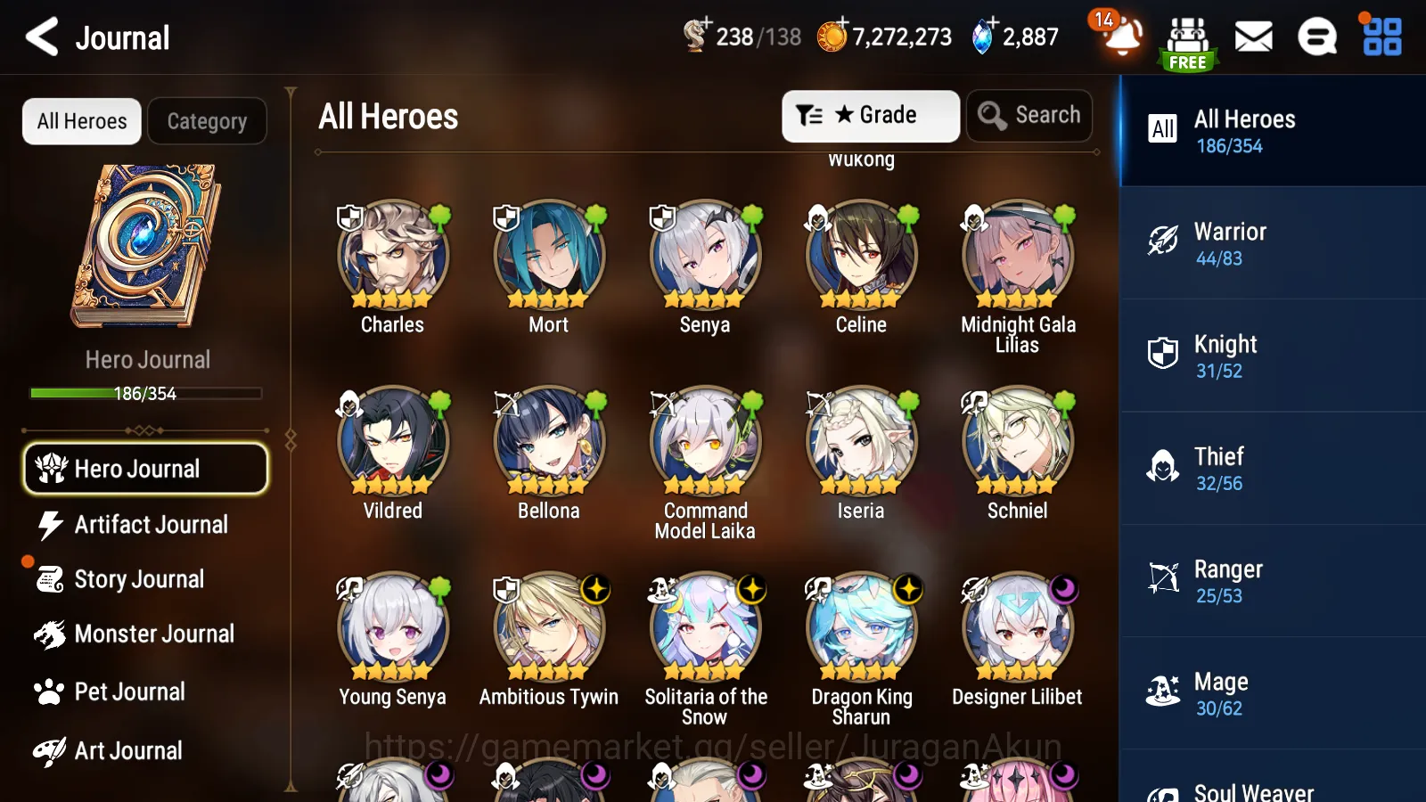 Epic Seven Accounts Mid-Tier Global Unverif|9ML(Straze,AVildred,DKSharun,etc) + ASFlan,Fenne,BBKarin,etc|All Hunt 3