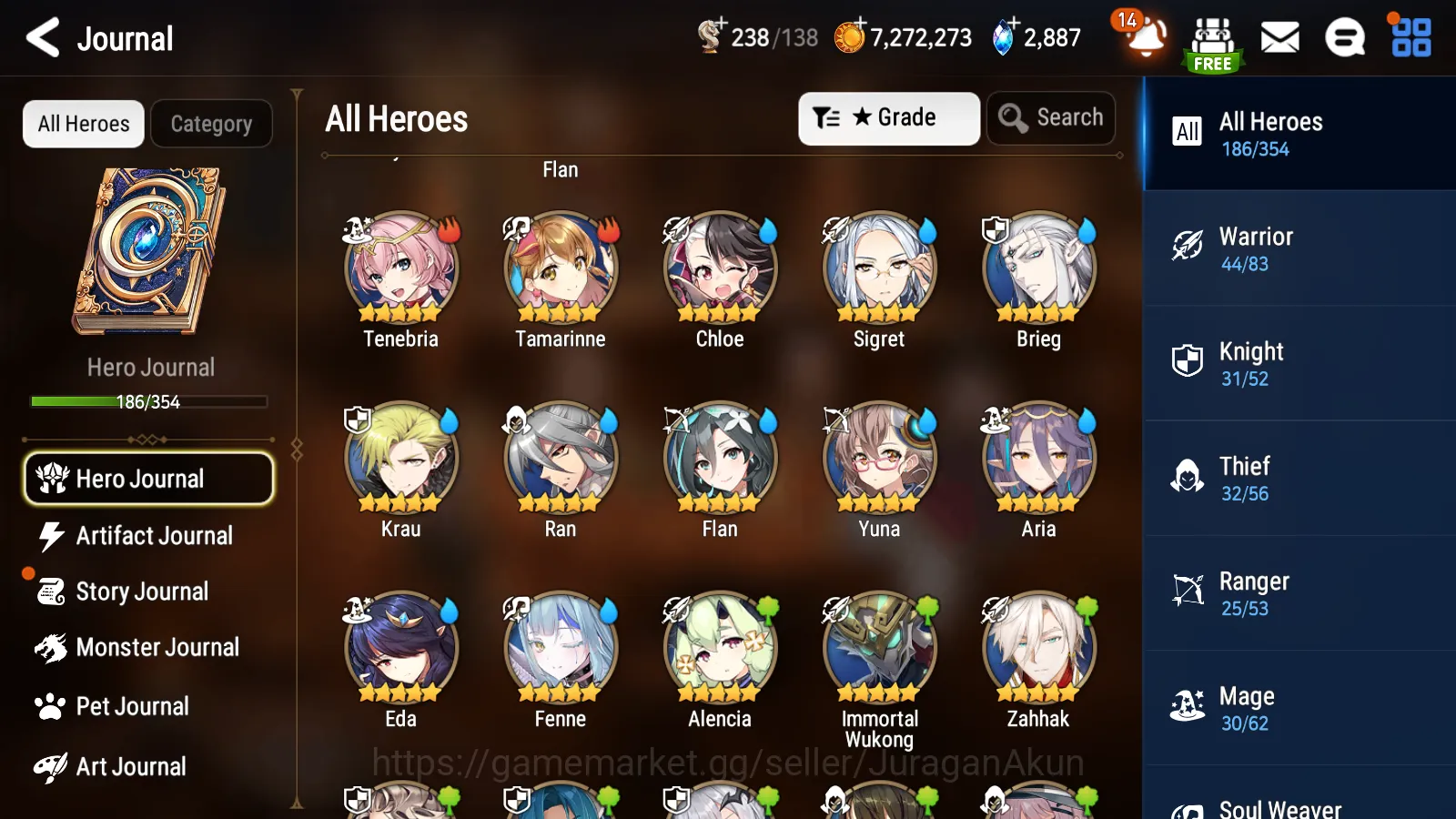 Epic Seven Accounts Mid-Tier Global Unverif|9ML(Straze,AVildred,DKSharun,etc) + ASFlan,Fenne,BBKarin,etc|All Hunt 4