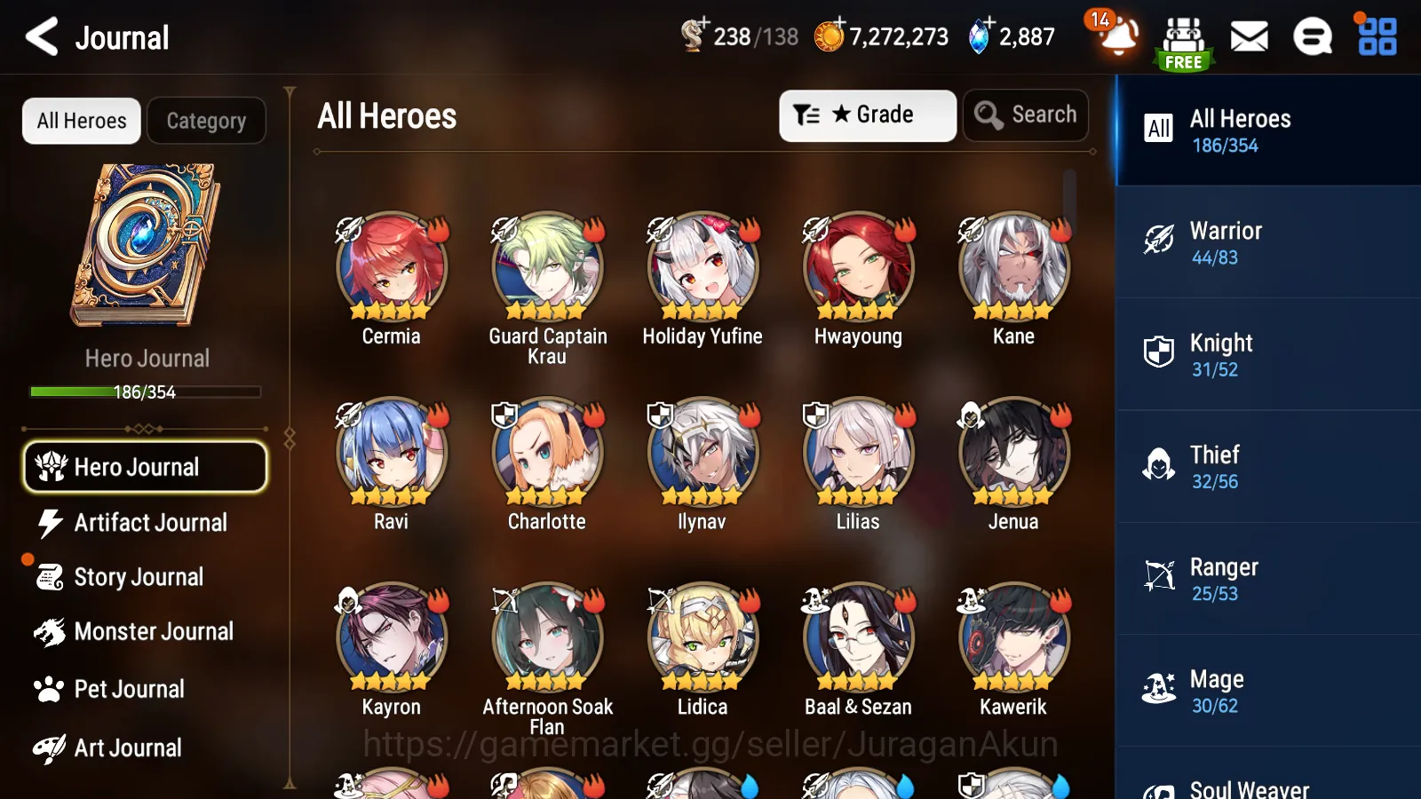Epic Seven Accounts Mid-Tier Global Unverif|9ML(Straze,AVildred,DKSharun,etc) + ASFlan,Fenne,BBKarin,etc|All Hunt 5