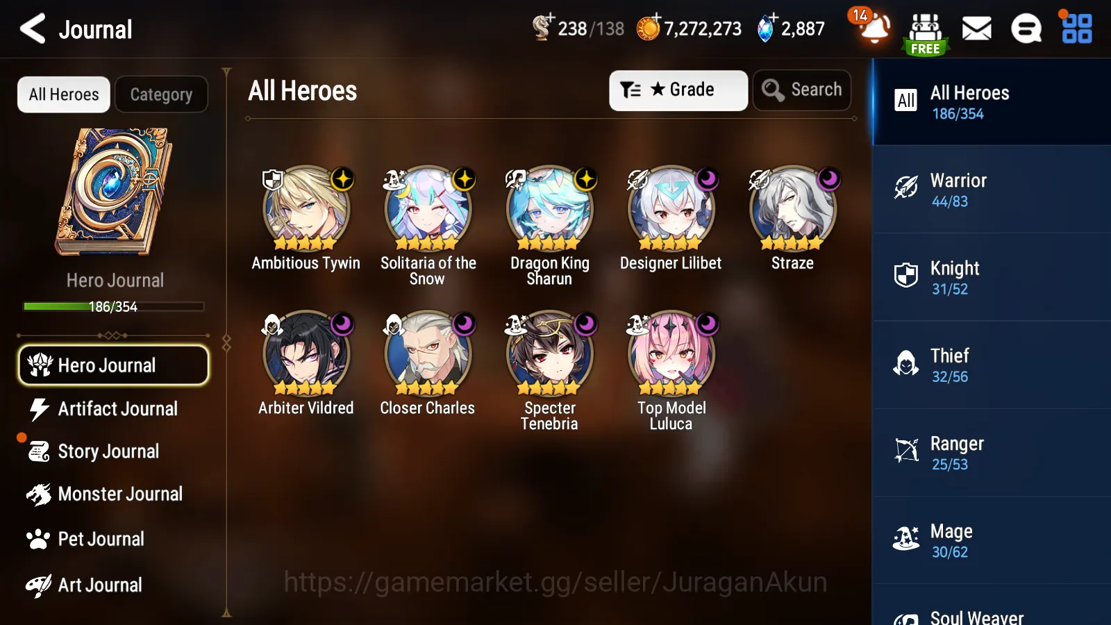 Epic Seven Accounts Mid-Tier Global Unverif|9ML(Straze,AVildred,DKSharun,etc) + ASFlan,Fenne,BBKarin,etc|All Hunt 6
