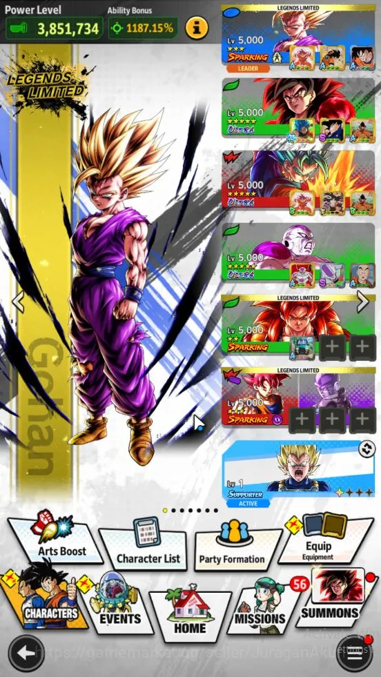 Dragon Ball Legends Accounts Mid-Tier 59M Total Power|LV 153| 4 UL+ 14 LL|SS God SS Vegito,Super FP Seiyan 4 Goku,Super 2