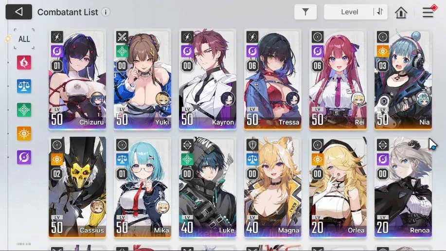 Chaos Zero Nightmare Accounts GLOBAL Lv46|1,5k Crystal|8 SSR 2 Limit 4