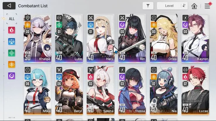 Chaos Zero Nightmare Accounts GLOBAL Lv42|6 SSR (Khalipe LukeM1 HaruM1 Rin Orlea Kayron) + 11SR 2