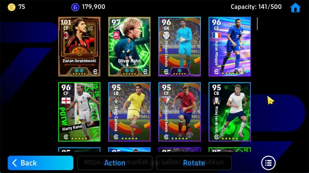 eFootball Accounts Mid-Tier Mobile|Big Time Ibrahimovic Phenom Finish,Oliver Kahn Penalty Saver,Hazard Phenom Pass,Olise 4