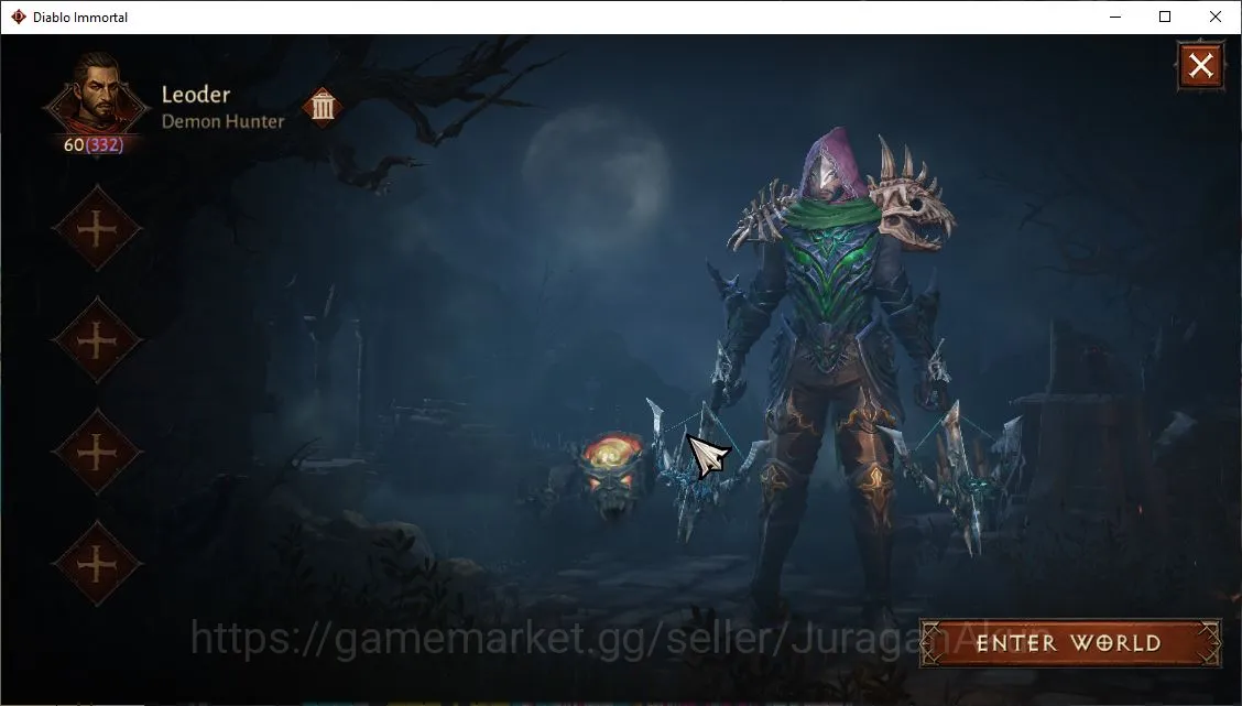 SEA-Gillian|Lv60(332)Demon Hunter|24K CR|Reso 650|Hell III|Paragon Harbinger|Hell Lv15|Esessence Lv1 22/30|Check SS(DI972) Diablo Immortal Mid-Tier SEA-Gillian|Lv60(332)Demon Hunter|24K CR|Reso 650| image 1