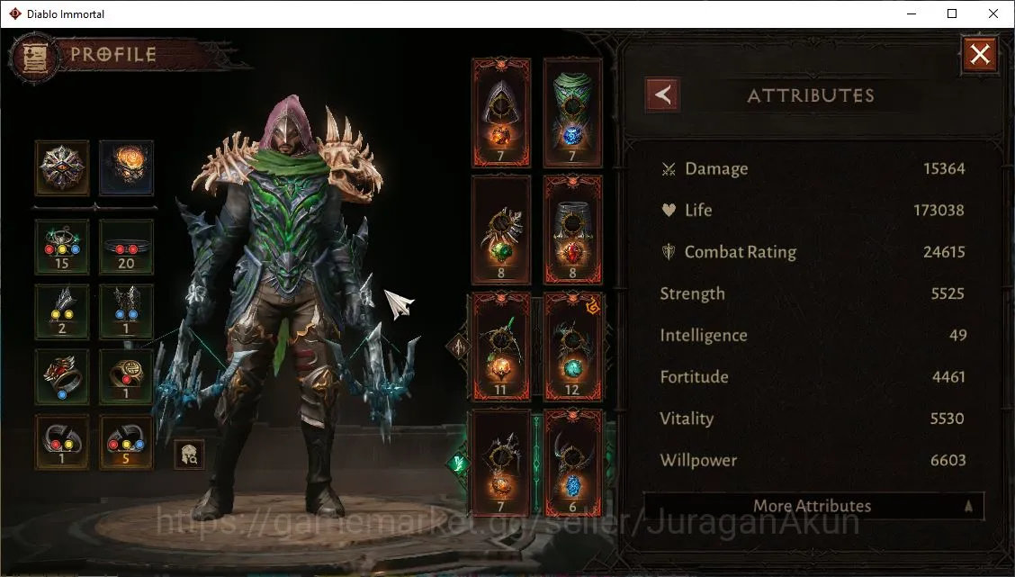 Diablo Immortal Accounts Mid-Tier SEA-Gillian|Lv60(332)Demon Hunter|24K CR|Reso 650|Hell III|Paragon Harbinger|Hell 2