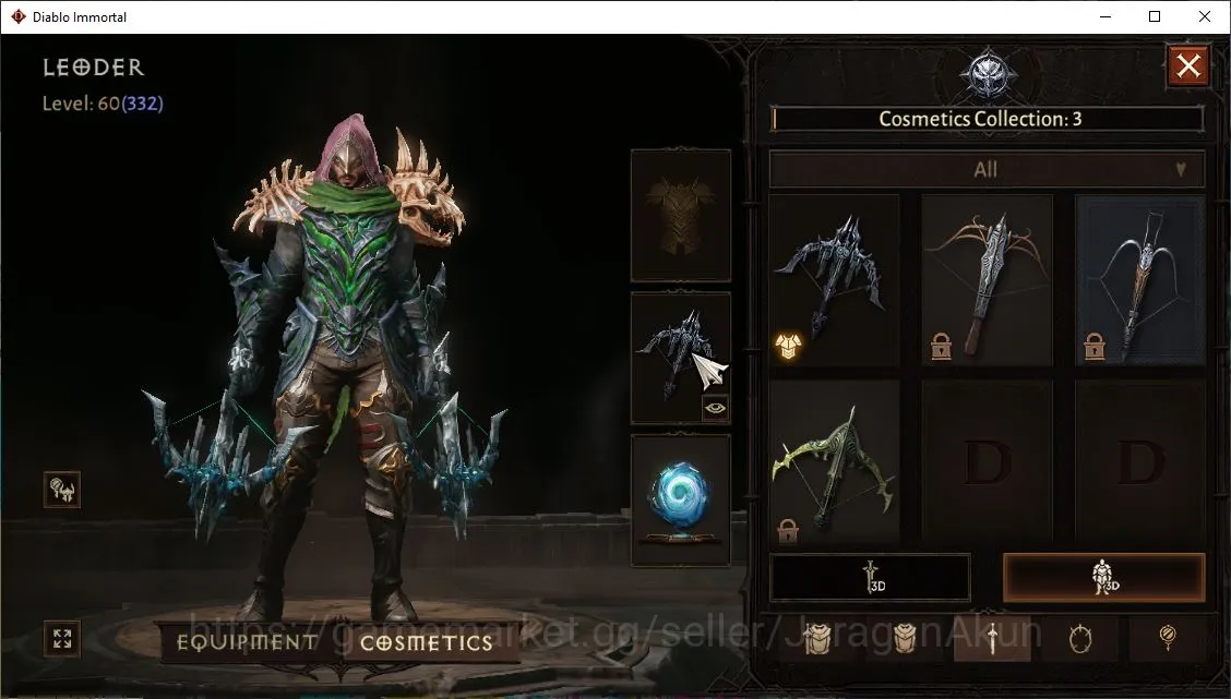 Diablo Immortal Accounts Mid-Tier SEA-Gillian|Lv60(332)Demon Hunter|24K CR|Reso 650|Hell III|Paragon Harbinger|Hell 4