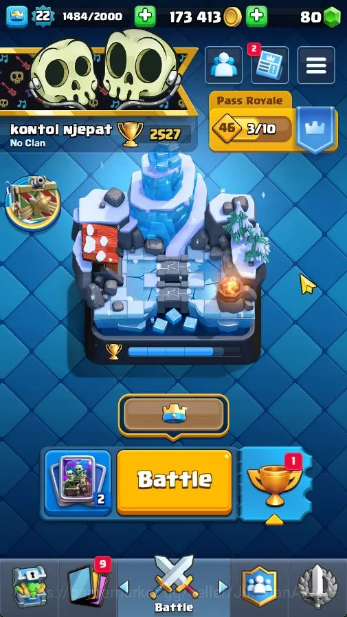 Lvl 22|Trophy 2527| KTL 9 | Card 52 | 1 EVO, 3 Legend, 11 Epic, 20 Rare, 21 Common | Gems 80 | Take Email (CR966) Clash Royale Midgame Lvl 22|Trophy 2527| KTL 9 | Card 52 | 1 EVO, 3 Leg image 1