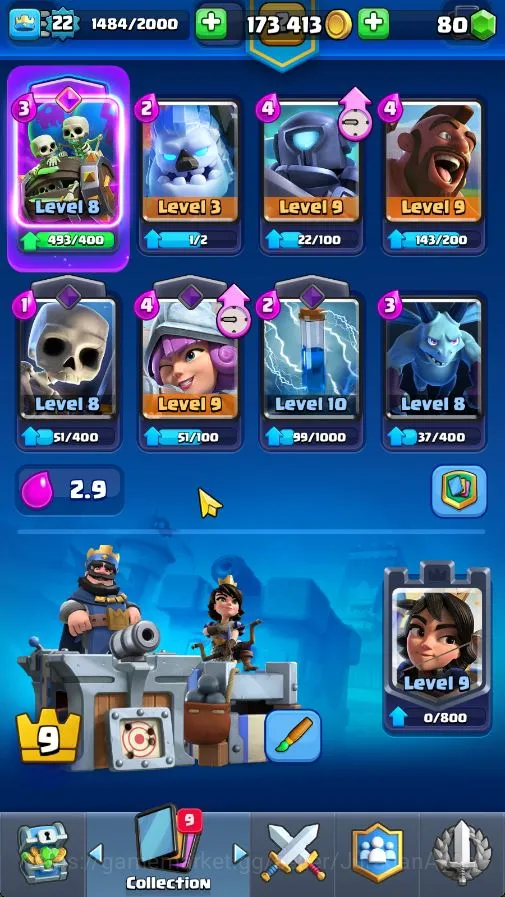 Clash Royale Accounts Midgame Lvl 22|Trophy 2527| KTL 9 | Card 52 | 1 EVO, 3 Legend, 11 Epic, 20 Rare, 21 Common | Gems 80 2