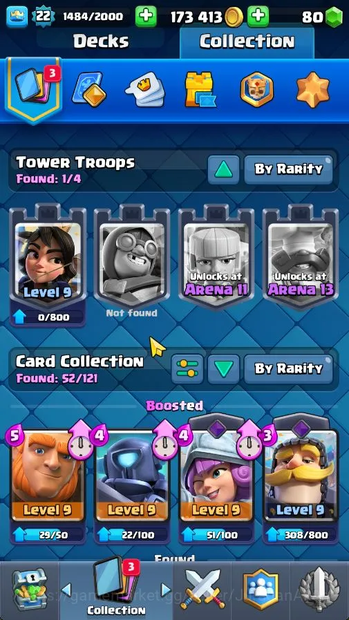 Clash Royale Accounts Midgame Lvl 22|Trophy 2527| KTL 9 | Card 52 | 1 EVO, 3 Legend, 11 Epic, 20 Rare, 21 Common | Gems 80 5