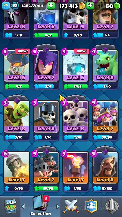 Clash Royale Accounts Midgame Lvl 22|Trophy 2527| KTL 9 | Card 52 | 1 EVO, 3 Legend, 11 Epic, 20 Rare, 21 Common | Gems 80 6