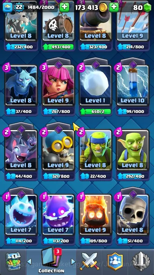 Clash Royale Accounts Midgame Lvl 22|Trophy 2527| KTL 9 | Card 52 | 1 EVO, 3 Legend, 11 Epic, 20 Rare, 21 Common | Gems 80 8