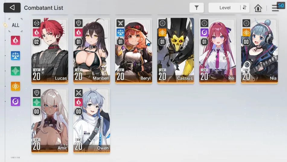 Chaos Zero Nightmare Accounts GLOBAL LV25| 4SSR(Meilin Hugo Yuki Orlea)+ 10SR(MikaM2,LucasM2,CassiusM1,Etc) 10SR 4