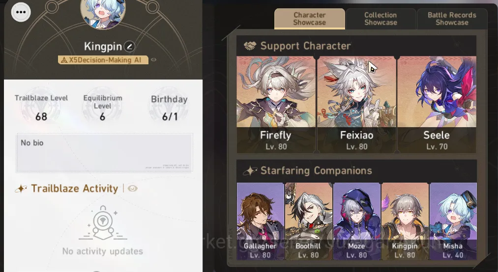 Honkai Star Rail Mid Game ASIA [TL68] 7 Limited (Castorice[E1+Sign], Boothil image 1