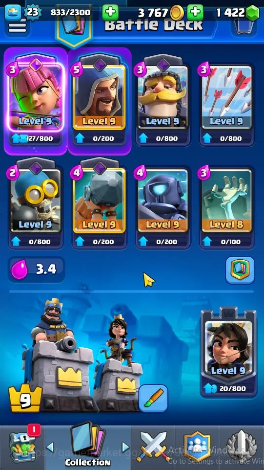 Clash Royale Accounts Midgame Lvl 23|Trophy 3555|KTL 9|Limited Skin| Card 68 | 2 Evo, 1 Legend, 17 Epic, 24 Rare, 26 Common 5