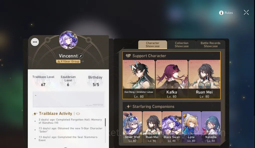 Honkai Star Rail Mid Game Asia|TL67|9 Limited[Dan Heng+Sign,Kafka,Saber,Arch image 1