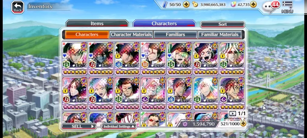 Bleach: Brave Souls Accounts High-End GLOBAL 42K Orb|4 MT(Renji TYBW25, Ichigo 9th, Aizen Fiercer, Yukio)+11 Char 4