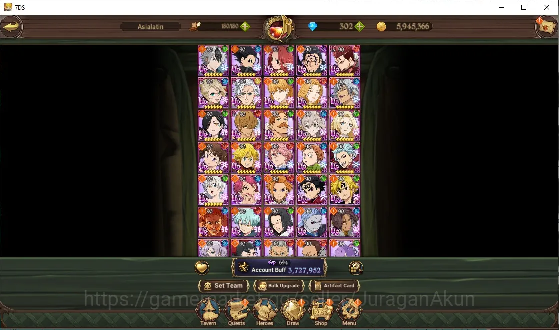 Asia|3,7M CC|1 LR, 4 UR, Full Collab Konosuba + 302 Gems(Brunhild 3/6, Darkness 2/6, Megumin 2/6, Aqua 3/6)Code Only|SDS2542 The Seven Deadly Sins: Grand Cross Accounts Midgame Asia|3,7M CC|1 LR, 4 UR, Full Collab Konosuba + 302 Gems(Brunhild 3/6