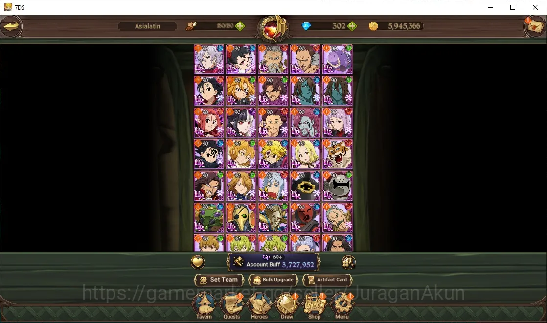 The Seven Deadly Sins: Grand Cross Accounts Midgame Asia|3,7M CC|1 LR, 4 UR, Full Collab Konosuba + 302 Gems(Brunhild 3/6 2