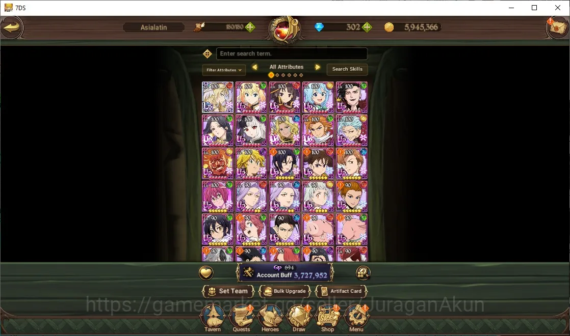 The Seven Deadly Sins: Grand Cross Accounts Midgame Asia|3,7M CC|1 LR, 4 UR, Full Collab Konosuba + 302 Gems(Brunhild 3/6 3