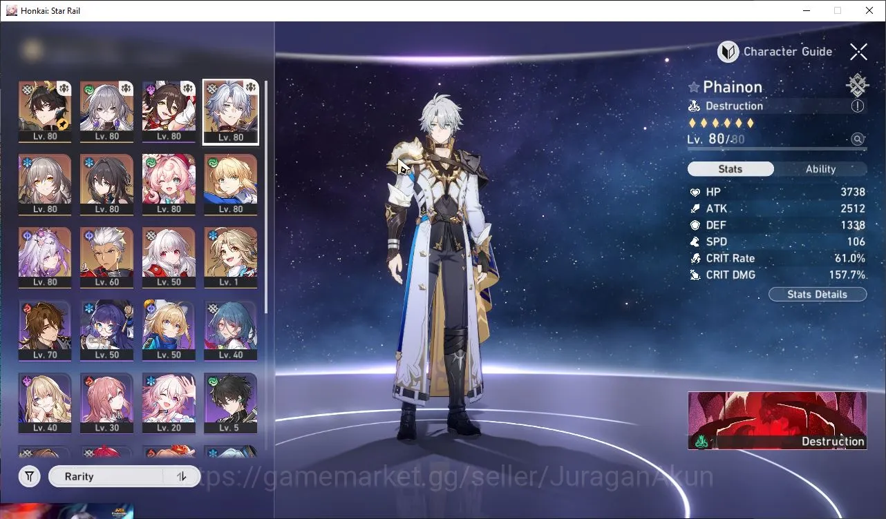 Honkai Star Rail Accounts Mid Game ASIA|TL 65|7 Limited|Castorice+Sign,Phainon,Hyacine,Saber,Ruan Mei,Etc|MC Female|1K 2