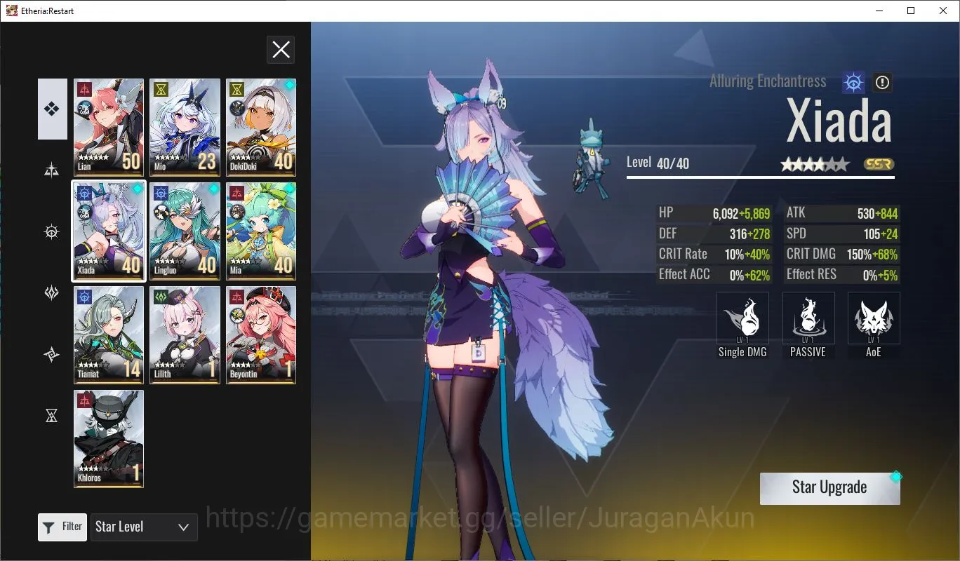 Etheria: Restart Accounts Mid‑Tier Europe-S1| 10 SSR (Lian[P1], Dokidoki, Mia[P1], Xiada, Tiamat, Beyontin, etc) + 23SR 3