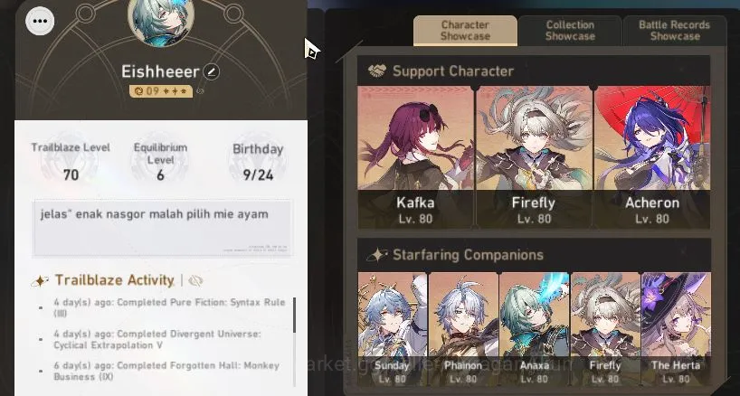 Honkai Star Rail Accounts Mid Game ASIA|TL 70|15 2