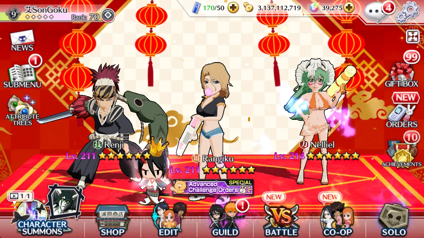Bleach: Brave Souls Accounts High-End [GLOBAL] 39k Orbs|1 M Power| 3 MaxTranscendence (CreatorArt Nelliel+Rangiku, TYBW25 5