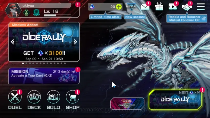 Yu-Gi-Oh! Master Duel Accounts Mid-Level Android|Lv 18|20 Decks|Dracotail,Maliss,Kewl Elfnote,Sky 1