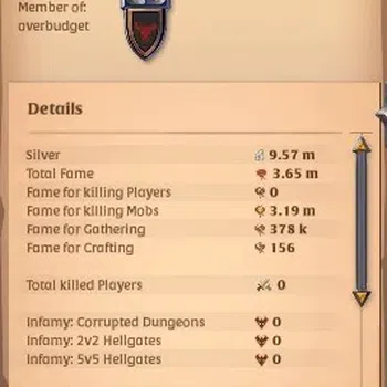 Albion Online Accounts Others ASIA | 3,65M Total Fame - 9,57M Silver |T8 Ore Miner Gather Equipment - T7 Broad Sword