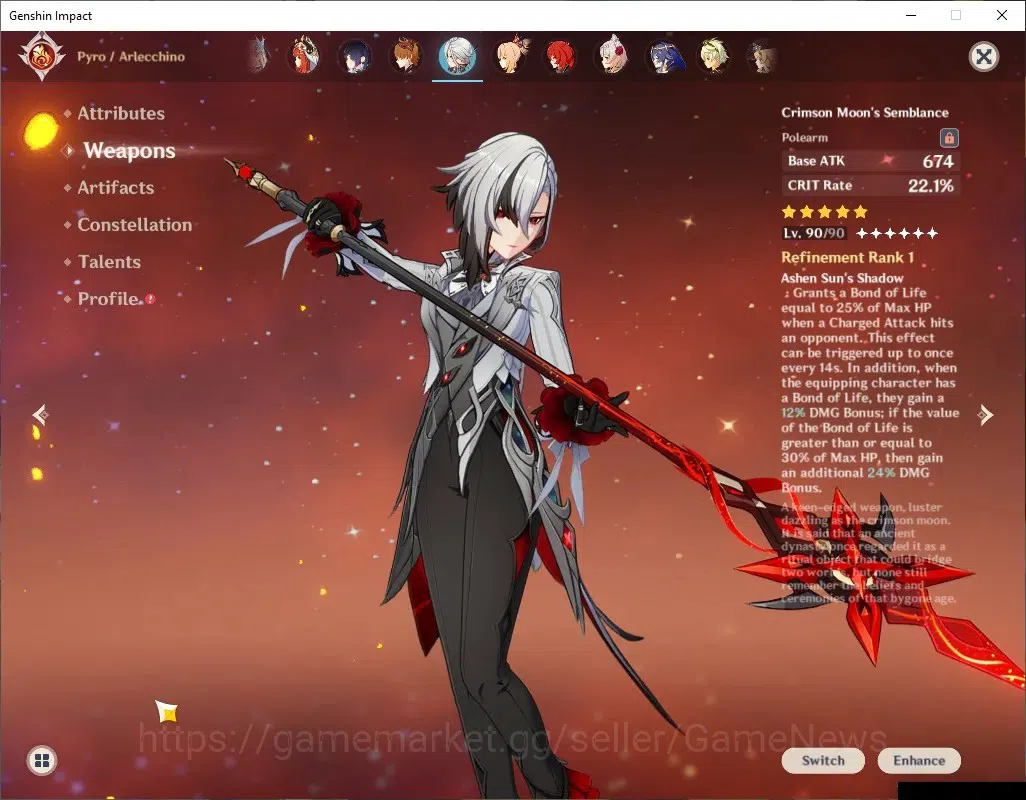 Genshin Impact Accounts End Game ASIA|ENDGAME|4 PremTeam|AR 60|24 12